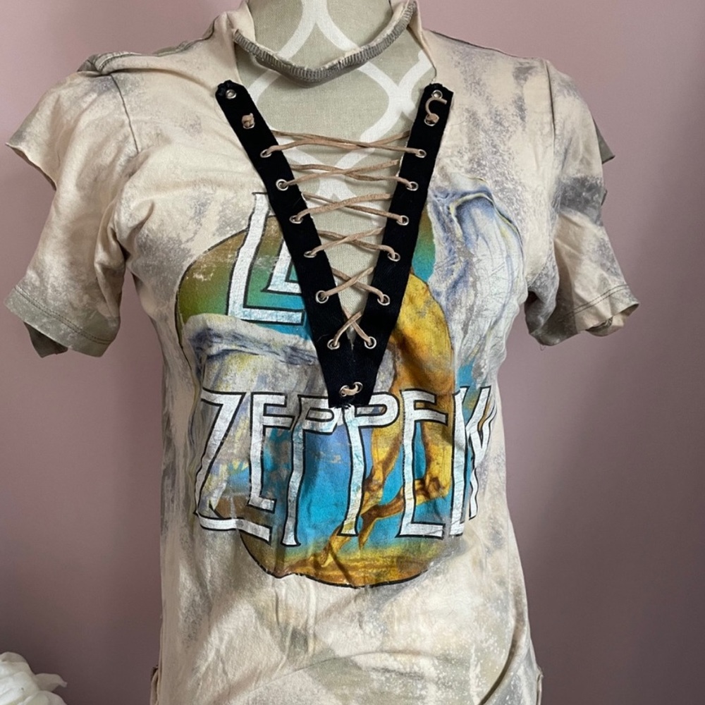 Led zeppelin distressed band t brand new made custom for me but not my style